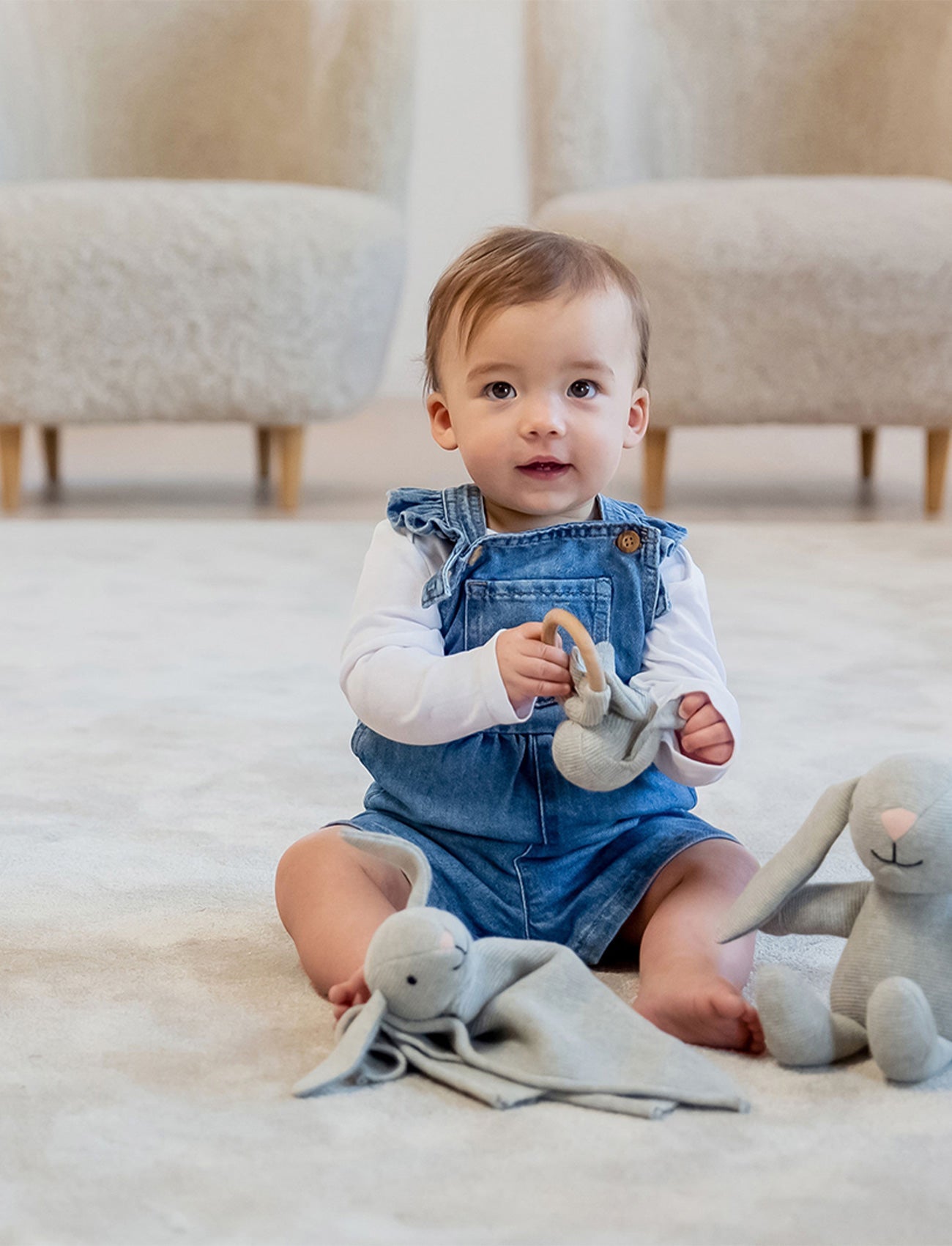 Teddy Baby, Baby Blanket, Bunny, Knitted