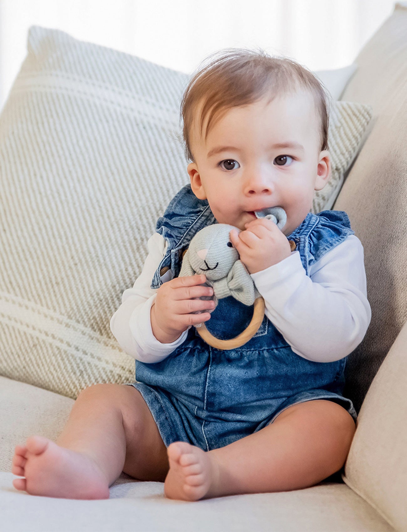 Teddy Baby, Rattle, Bunny, Knitted