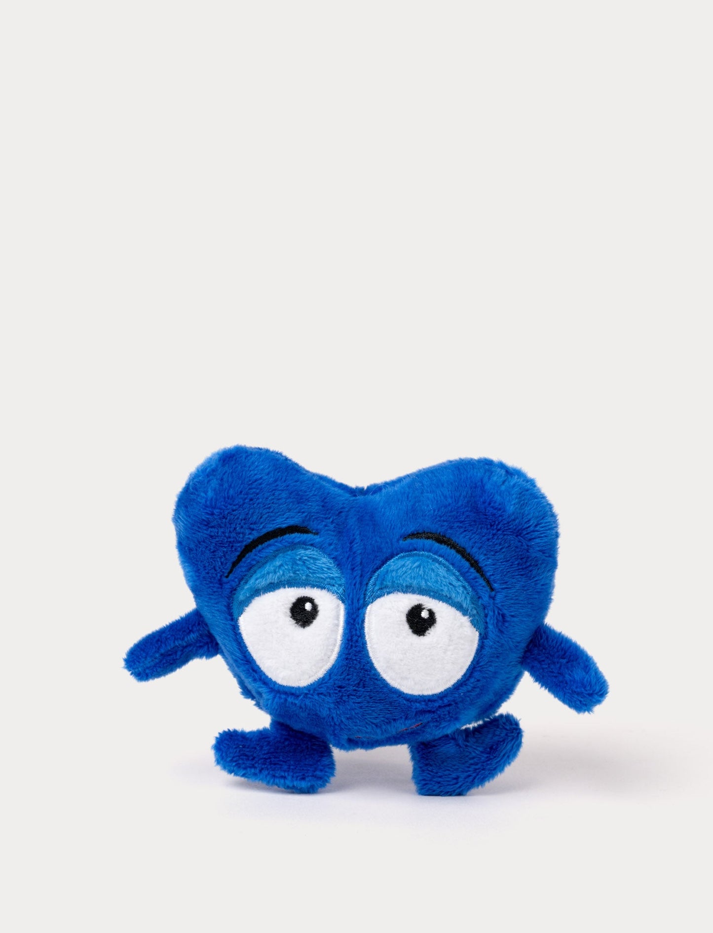 A blue plush Doddo with a heart-shaped and very small deisgn  