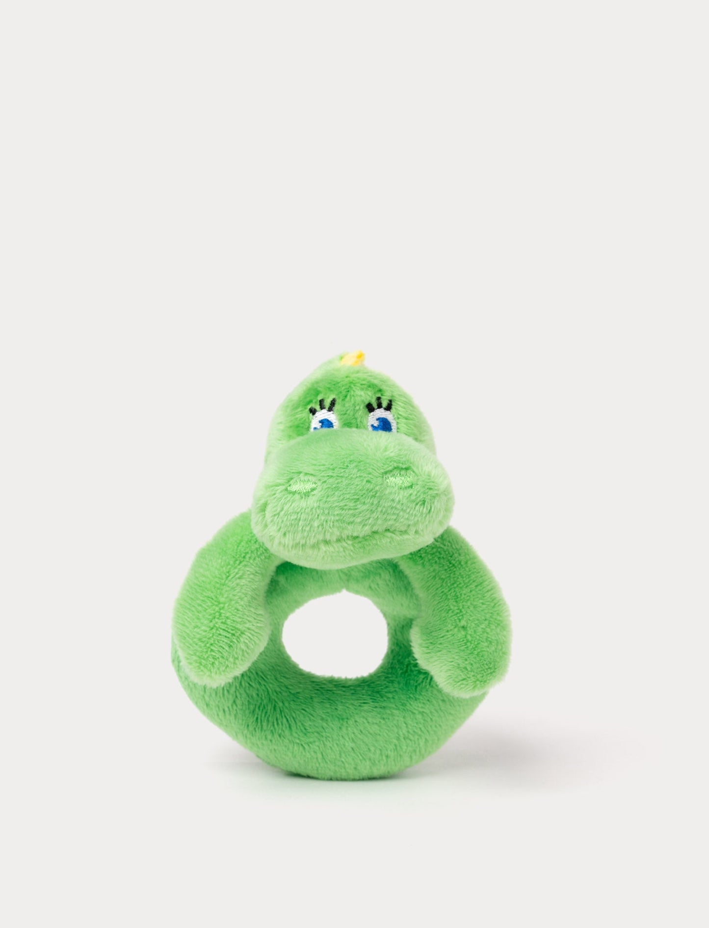 A colorful Bolibompa rattle with a gentle rattling sound, featuring a playful design.