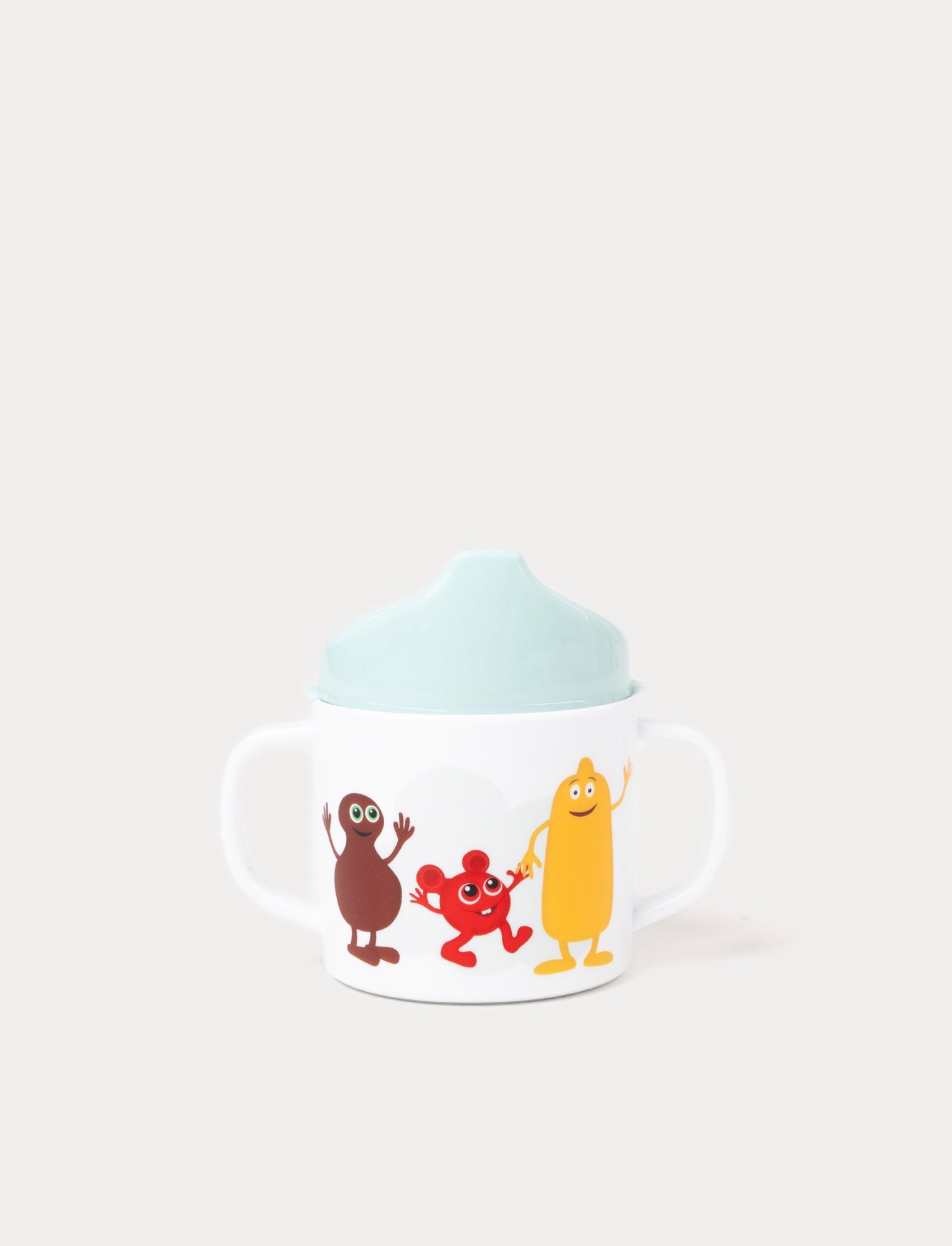  Image of Vibrant Babblarna sippy cup with two easy-to-grip handles, a non-slip base, and Babblarna illustrations