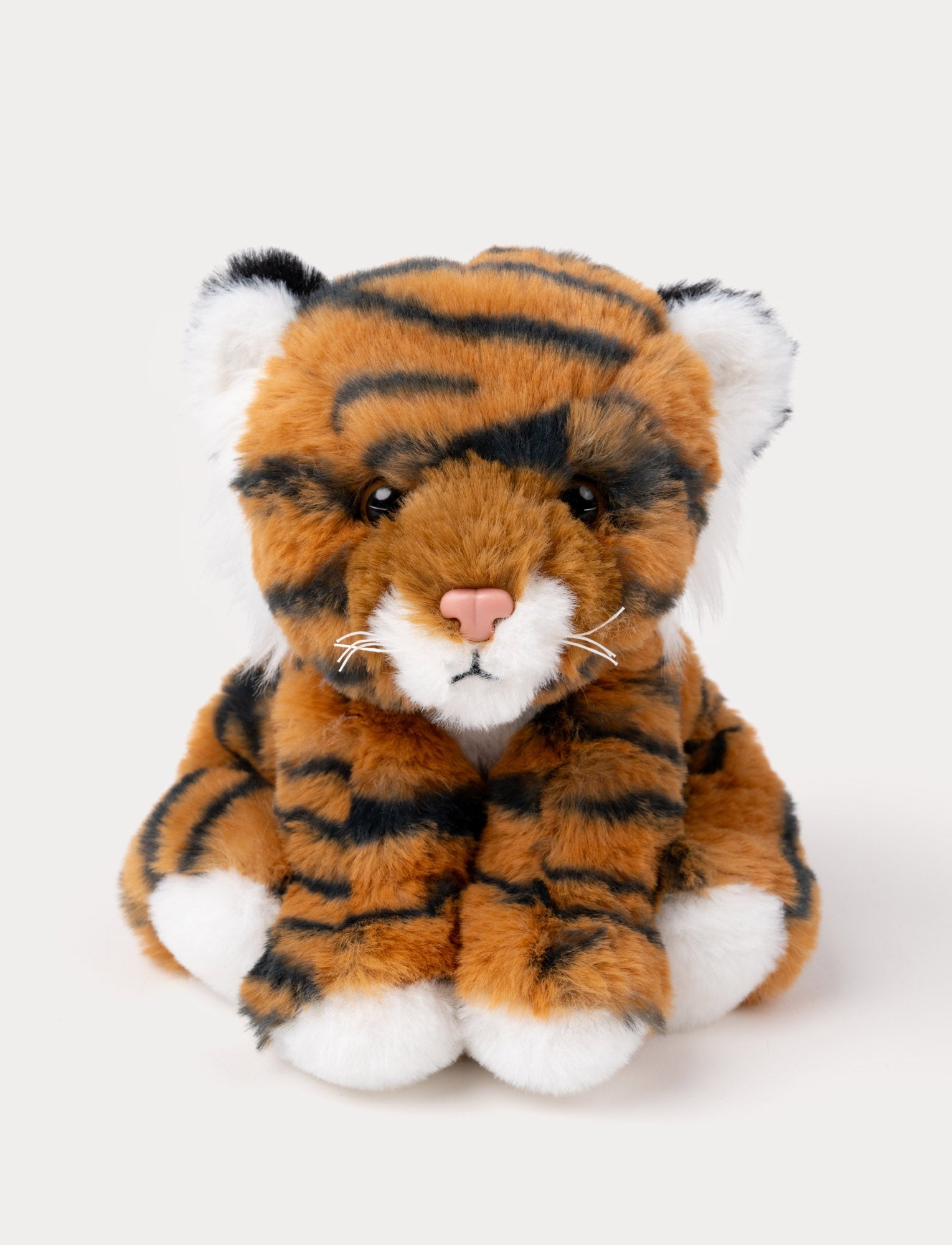  Image of A tiger with orange fur and black stripes, kind eyes, and a comforting expression.