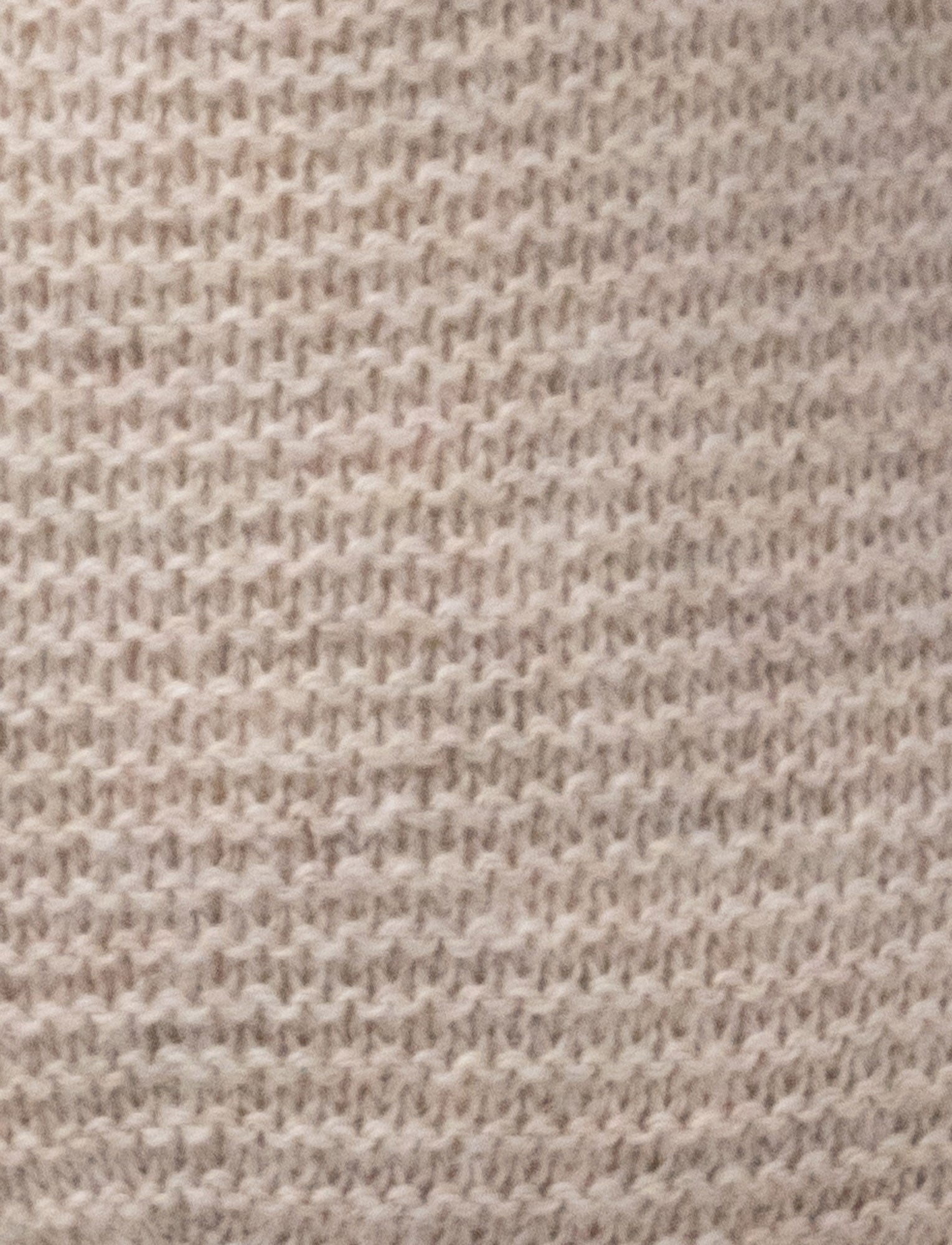  Image of A knitted beige plush dog with dark floppy ears, a stitched smiling face, and a soft textured body.