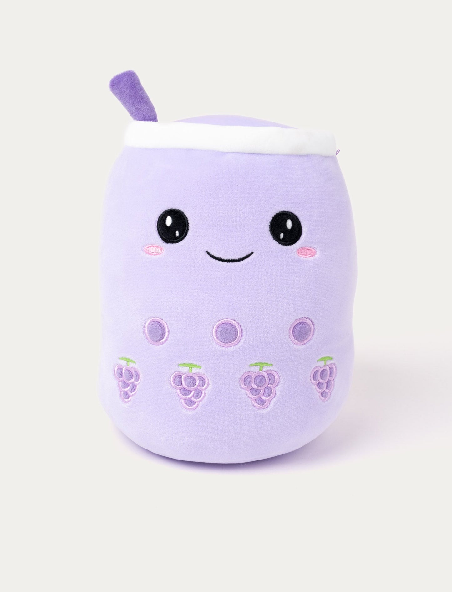Purple plush bubble tea with a unique squishy filling and short-plush spandex fabric.