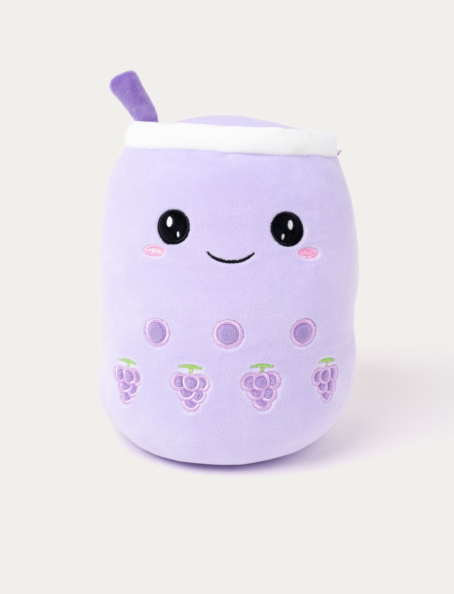  Image of Purple plush bubble tea with a unique squishy filling and short-plush spandex fabric.